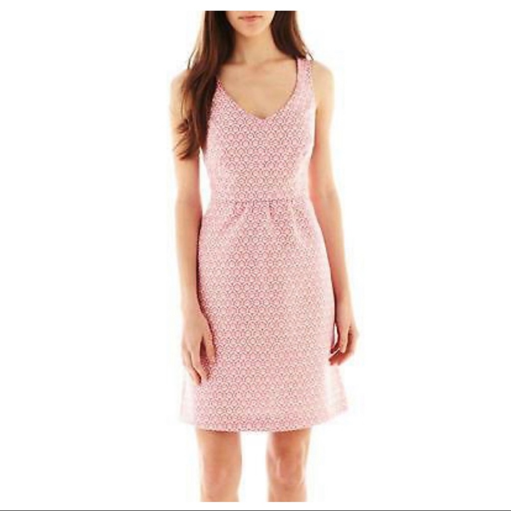 I Heart Ronson Pink White Sleeveless Keyhole Dress - Picture 9 of 9